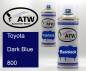 Preview: Toyota, Dark Blue, 800: 400ml Sprühdose + 400ml Klarlack - Set, von ATW Autoteile West.